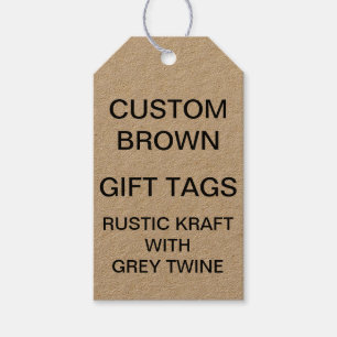 Étiquettes-cadeau Tags cadeaux Kraft personnalisés & Twin gris