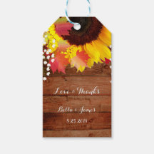 Tags cadeaux Mariage de automne de tournesol rusti