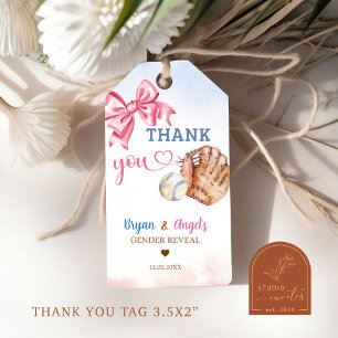 Étiquettes-cadeau Tags Cadeaux Merci Baseballs et Bows