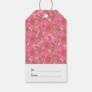 Étiquettes-cadeau Tags Cadeaux moyens Pink Australian Protea & Warat