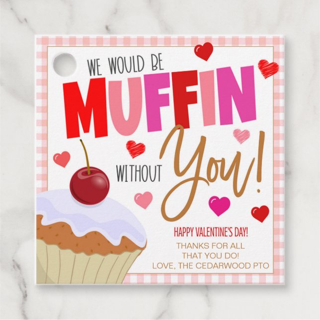 Étiquettes Cadeau Tags cadeaux Valentine Muffin (Devant)
