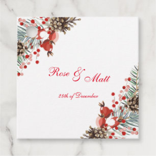 Étiquettes Cadeau Tags Christmas Favor avec baies rouges