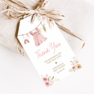 Étiquettes-cadeau Tags favoris Baby shower en ligne de linge Boho ro
