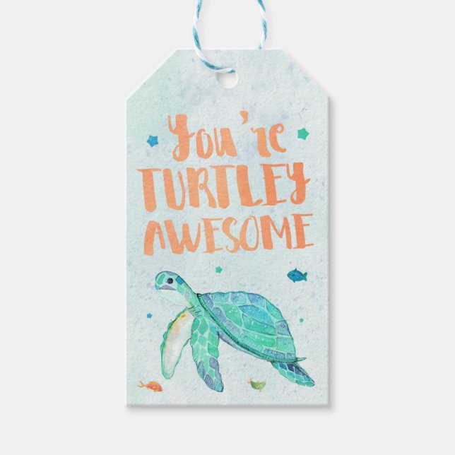 Étiquettes-cadeau Tags favoris de la fête des tortues marines (Devant)