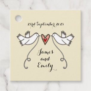 Étiquettes Cadeau Tags favoris de mariage des colombes blanches pers
