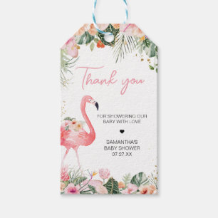 Étiquettes-cadeau Tags favoris du Baby shower de Flamant rose tropic