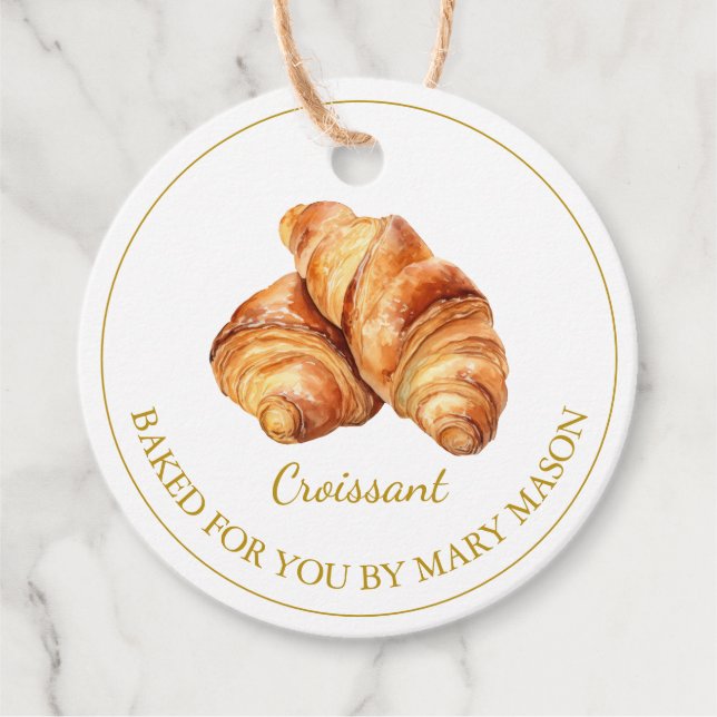 Étiquettes Cadeau Tags Homemade Croissant Favor | Blanc (Devant)