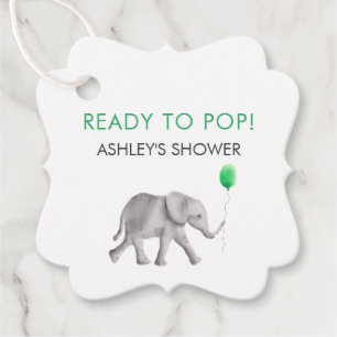 Étiquettes Cadeau Tags Prêt pour la pop, Baby shower éléphant Balise