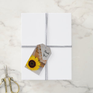 Étiquettes-cadeau Tags Sunflower and Lace Country Grange Wedding Fav