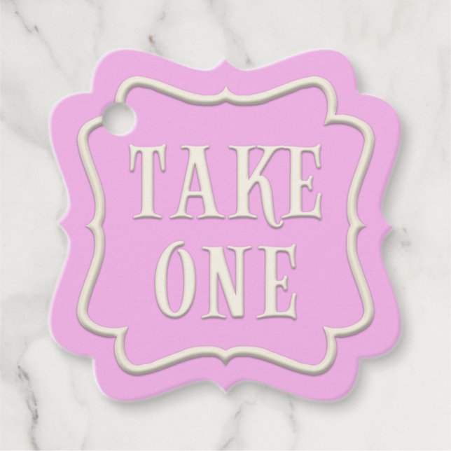 Étiquettes Cadeau "Take One" Wonderland Tea Party rose Personnalisé (Devant)