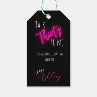 Étiquettes-cadeau Talk 30 To Me Neon Anniversaire Tags cadeaux