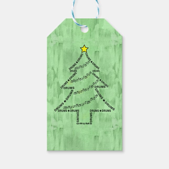 Étiquettes-cadeau Tambour Arbre de Noël (Devant)