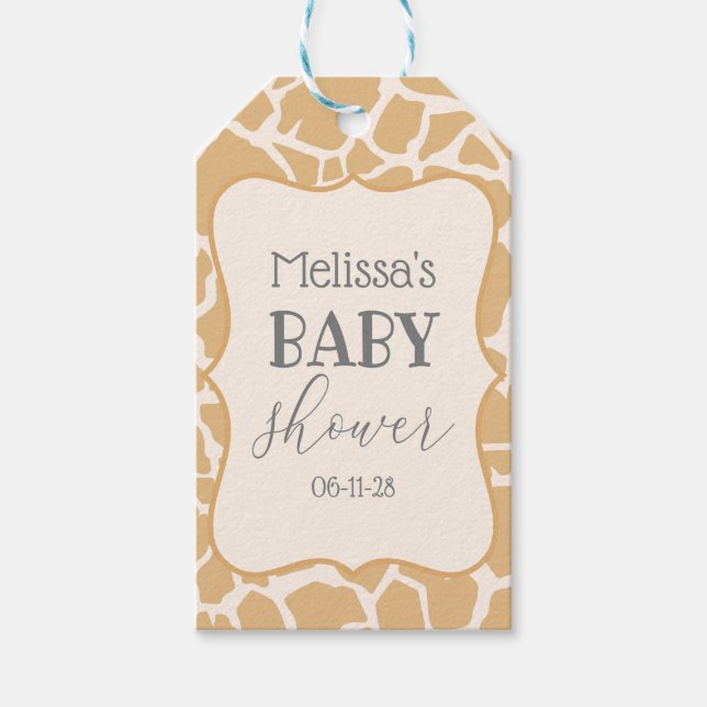 Étiquettes-cadeau Tan Baby Boy Giraffe (Devant)