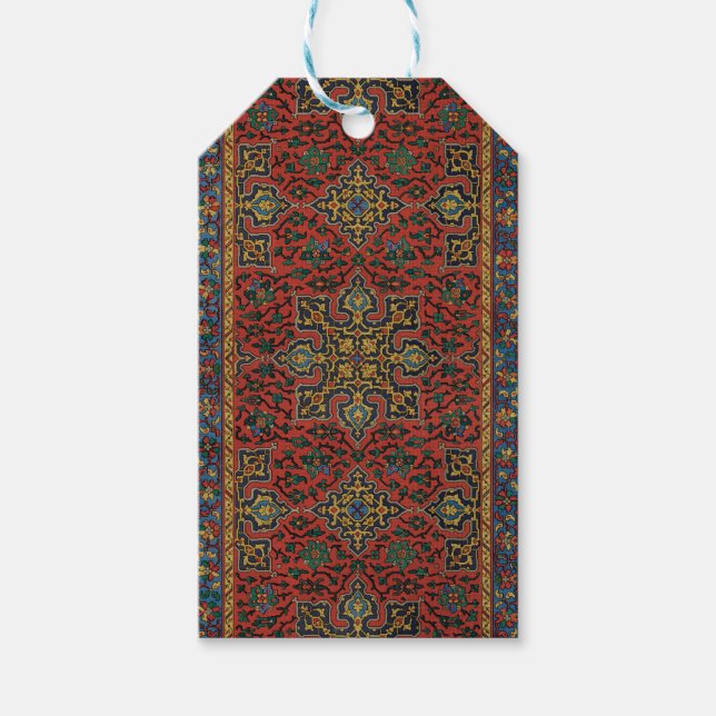 Étiquettes-cadeau Tapis Perse Tapis Rouge Bleu classique (Devant)