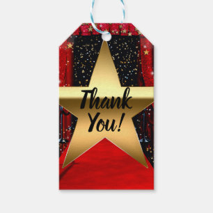 Étiquettes-cadeau Tapis Rouge Hollywood Gold Stars Soirée d'annivers
