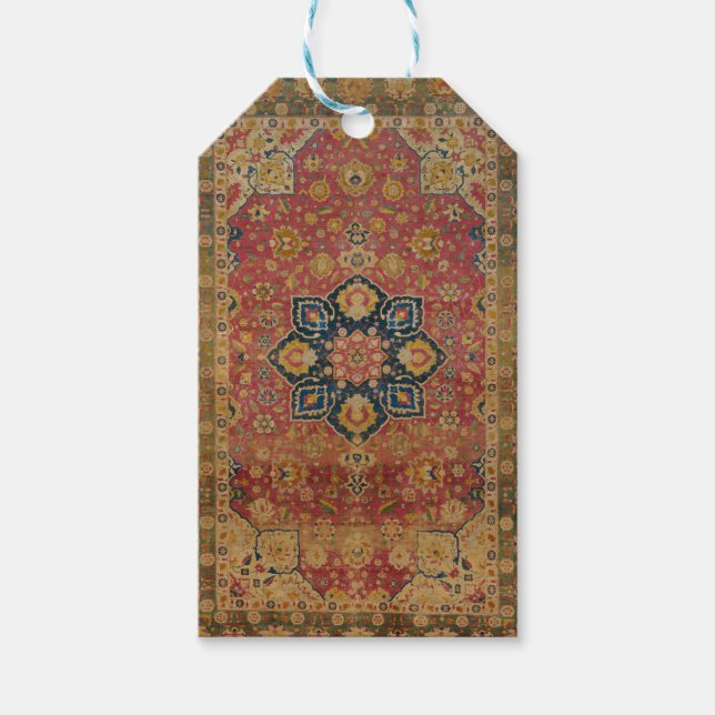 Étiquettes-cadeau Tapis rouge or Kashan tapis Perse Asiatique (Devant)