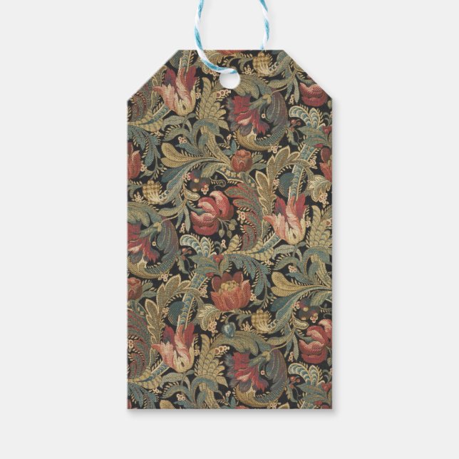Étiquettes-cadeau Tapisserie florale riche Brocade Antique Classique (Devant)