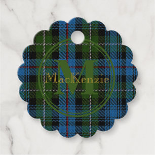 Étiquettes Cadeau Tartan Or Nom/Monogramme du Clan Écossais MacKenzi