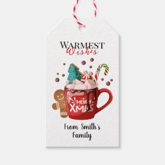 Étiquettes-cadeau Tasse de Cacao Chaud Meilleurs Vœux Noël