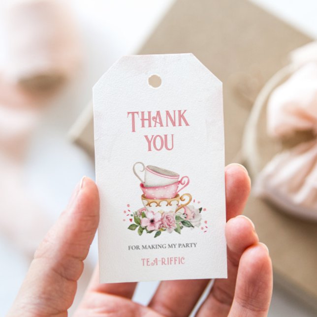 Étiquettes-cadeau Tasses de thé florales charmantes (Créateur téléchargé)