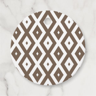 Étiquettes Cadeau Taupe motif diamant brun et blanc