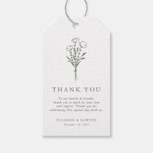 Étiquettes-cadeau Taupe vert minimaliste Mariage de bouquet floral