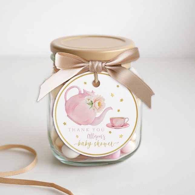 Étiquettes Cadeau Tea Party Baby shower Favoriser Merci Tags (Tea Party Baby Shower Favor Tag)