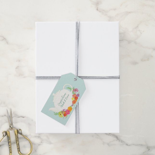 Étiquettes-cadeau Tea Party Baby shower Printemps (Avec de la ficelle)