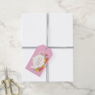 Étiquettes-cadeau Tea Party Baby shower Teapot Rose Girl