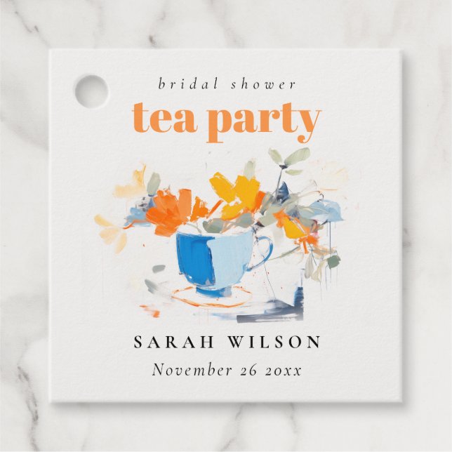 Étiquettes Cadeau Tea Party de la Fête des mariées Florale moderne (Devant)