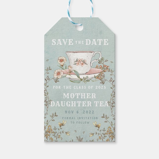 Étiquettes-cadeau Tea Party fleur sauvage Anniversaire Enregistrer l (Devant)