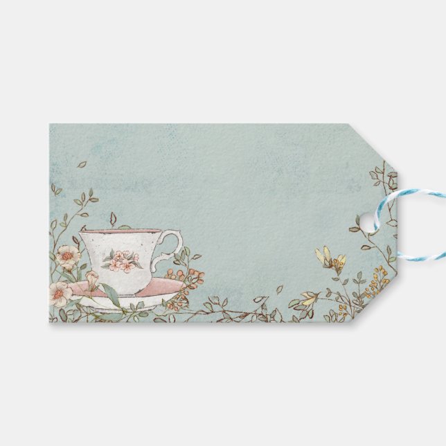 Étiquettes-cadeau Tea Party fleur sauvage Anniversaire Horizontal (Devant (Horizontal))