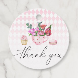 Étiquettes Cadeau Tea Party Flowers baby shower merci