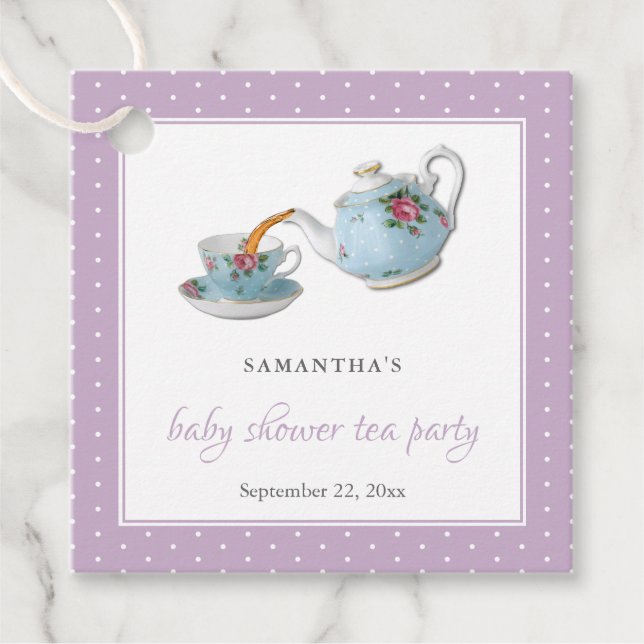 Étiquettes Cadeau Teacups Baby shower Tea Party (Devant)