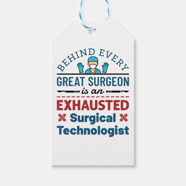 Étiquettes-cadeau Technologue chirurgical épuisé Funny Scrub Tech (Devant)