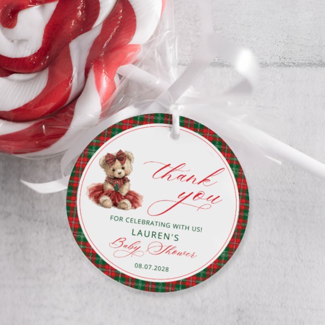 Étiquettes Cadeau Teddy Bear Baby shower de Noël Merci (Créateur téléchargé)