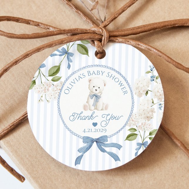 Étiquettes Cadeau Teddy Bear French Nursery Baby shower Thank you (Créateur téléchargé)
