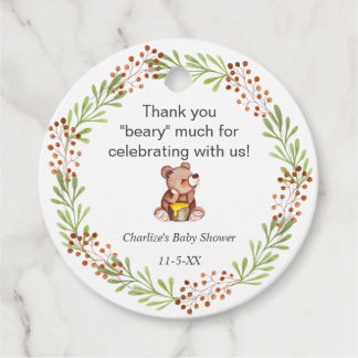 Étiquettes Cadeau Teddy Bear Honey Bee baby shower merci Favoriser T
