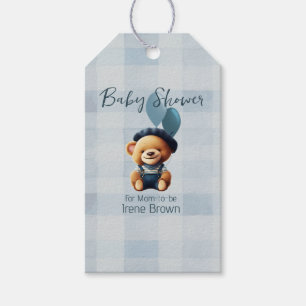 Étiquettes-cadeau Teddy Bear Jean Baby shower Bleu