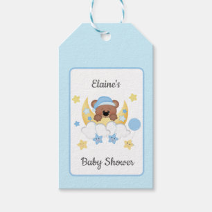 Étiquettes-cadeau Teddy Bear Lune Nuages Stars Baby Boy Douche
