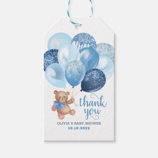 Étiquettes-cadeau Teddy Bear Merci Baby shower Faveurs Balises cadea (Devant)