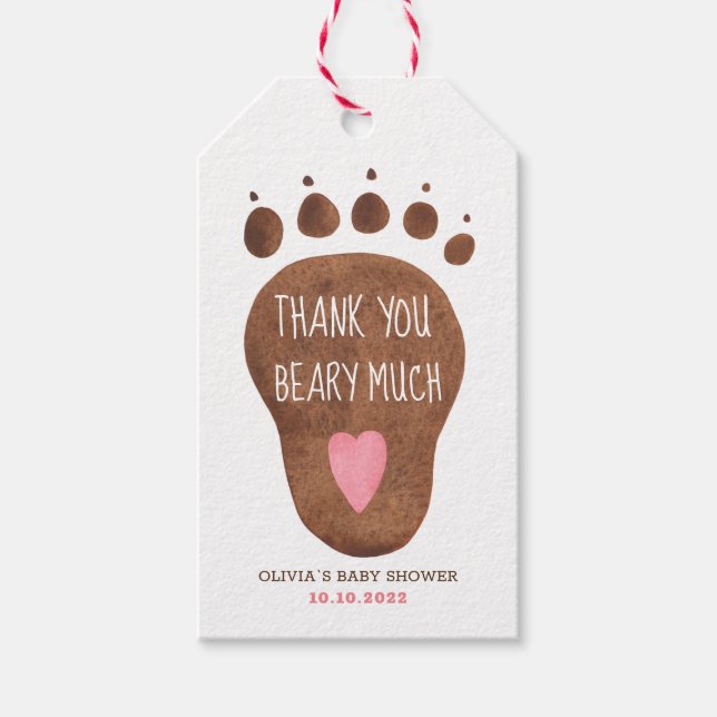 Étiquettes-cadeau Teddy Bear Merci Beary Beaucoup Baby shower Cadeau (Devant)
