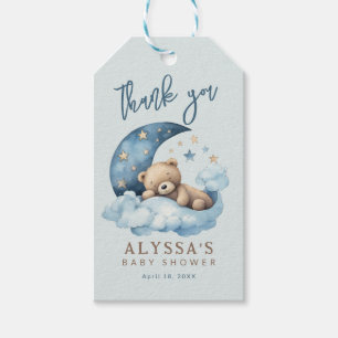 Étiquettes-cadeau Teddy Bear Over the Moon Blue Baby shower