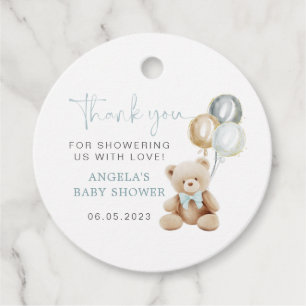 Étiquettes Cadeau Teddy Bear With Balloons Baby shower Favoriser Tag