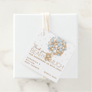 Étiquettes Cadeau Teddy Ours Rose Coeur & Balloon Baby Girl Douche