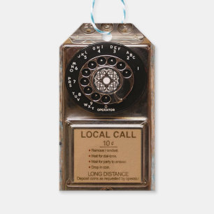Étiquettes-cadeau Téléphone antique rotatif payant rude