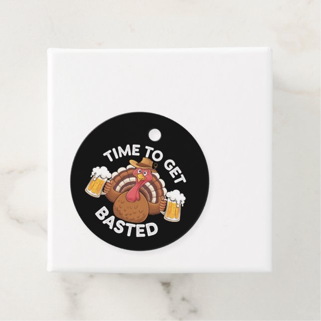 Étiquettes Cadeau Temps To Get Basted Funny Beer Thanksgiving Turkey (En situation)