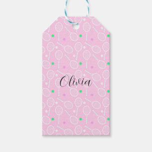 Étiquettes-cadeau Tennis Racket Motif Pastel Pink Personnalisé