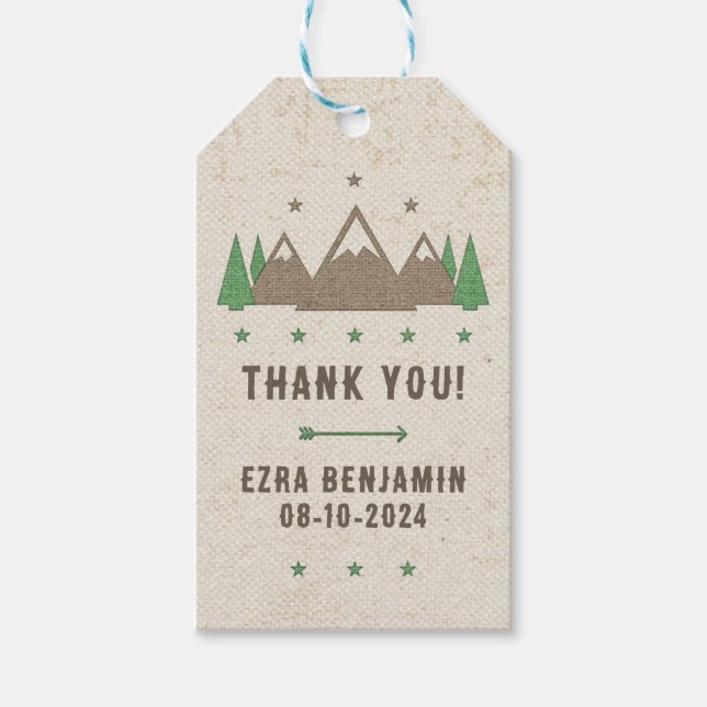 Étiquettes-cadeau Tente Canvas Camping Bar Mitzvah Personnalisé Fave (Devant)
