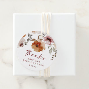 Étiquettes Cadeau Terracotta Floral Fête des mariées Favoriser les é